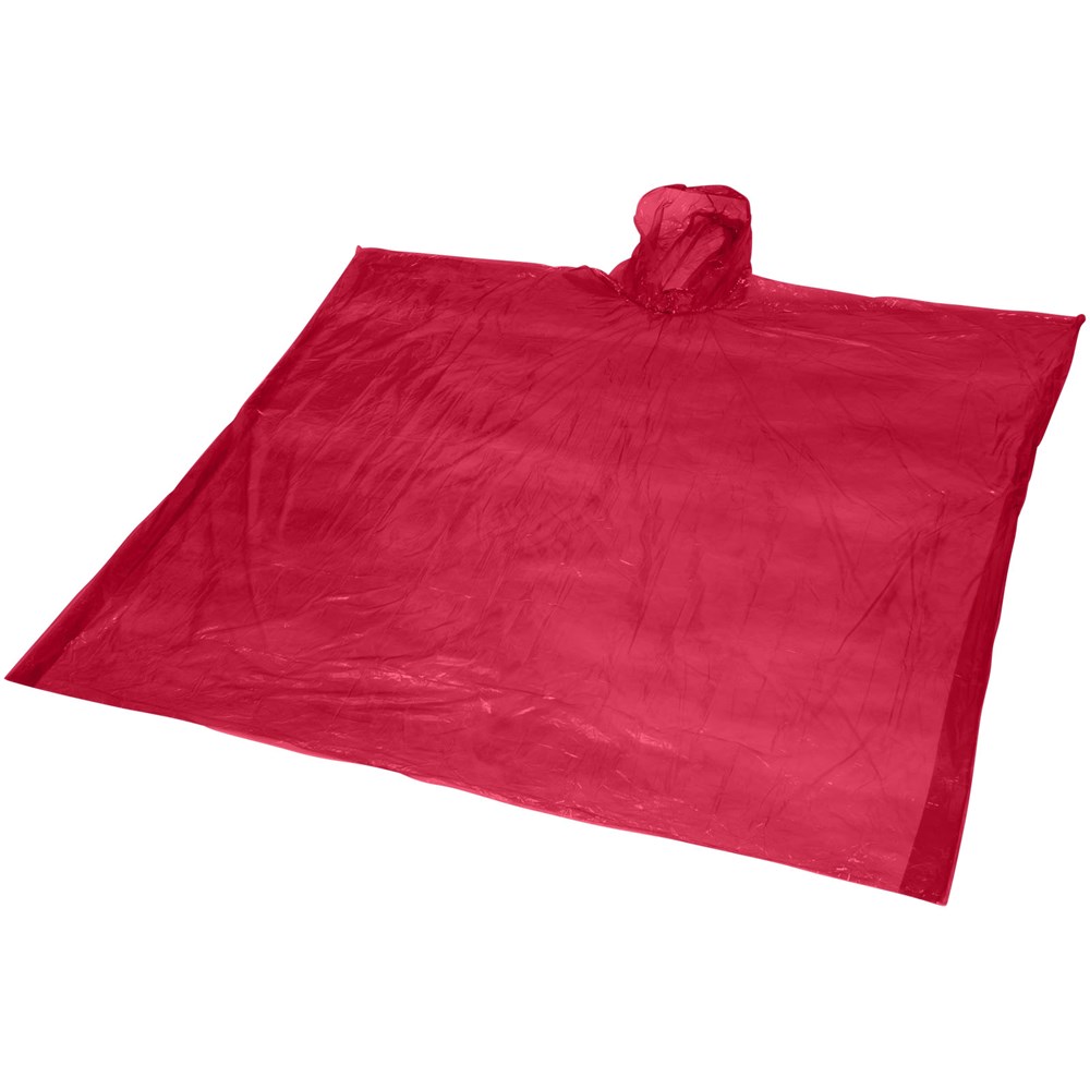 Mayan Regenponcho mit Aufbewahrungstasche aus recyceltem Kunststoff - rot